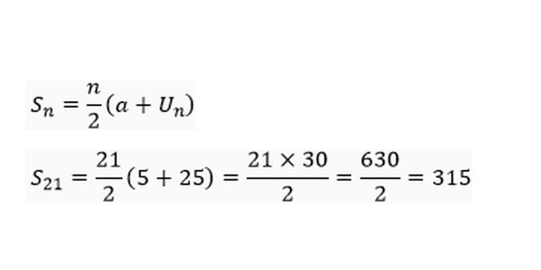 Cara menghitung jumlah bilangan bulat dari 5 sampai 25