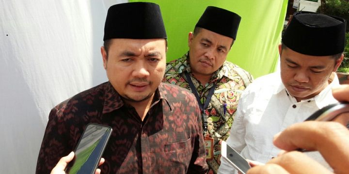 Anggota Bawaslu RI, Mochammad Afifuddin (baju coklat), saat berada di Pesantren Tebuireng Jombang, Sabtu (4/8/2018).