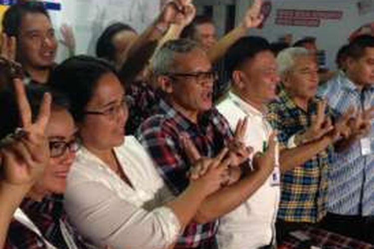 Konferensi pers yang digelar partai-partai pendukung pasangan Basuki Tjahaja Purnama-Djarot Saiful Hidayat di Rumah Borobudur, Jakarta, Rabu (16/11/2016)