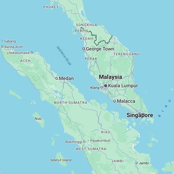 Tangkapan layar Google Maps, Selat Malaka.