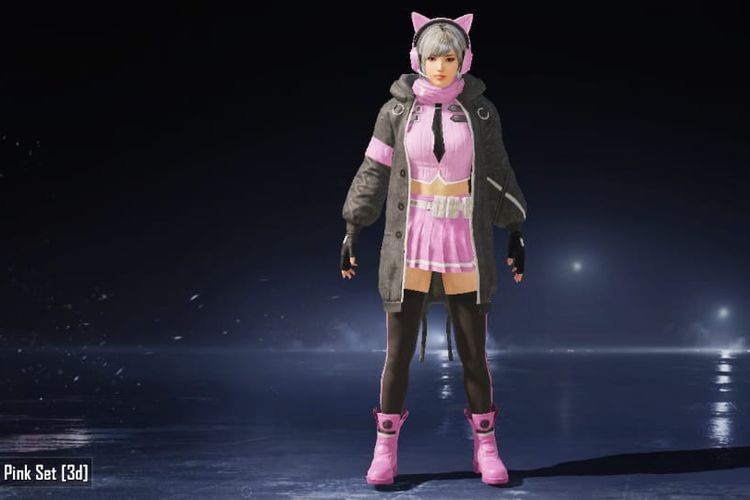 Ilustrasi skin Pretty in Pink Set di game PUBG Mobile.