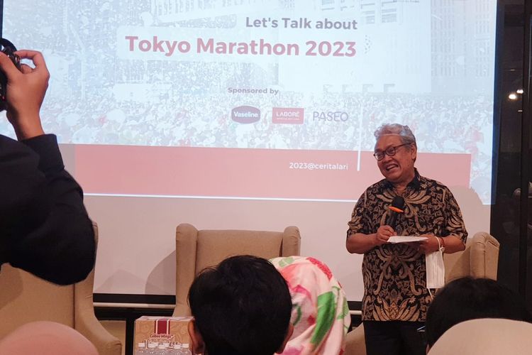 Duta Besar Republik Indonesia untuk Jepang Heri Akhmadi pada acara workshop Let's Talk About Tokyo Marathon 2023 yang digagas Cerita Lari bersama Pocari Sweat, di Plaza Indonesia, Jakarta, Sabtu (28/1/2023).