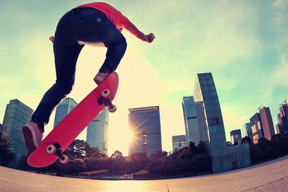 Ilustrasi .pemaain skateboard