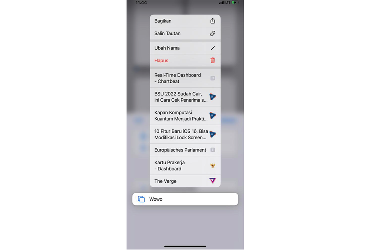 Ilustrasi fitur berbagi tab grup Safari di iPhone dengan iOS 16. 