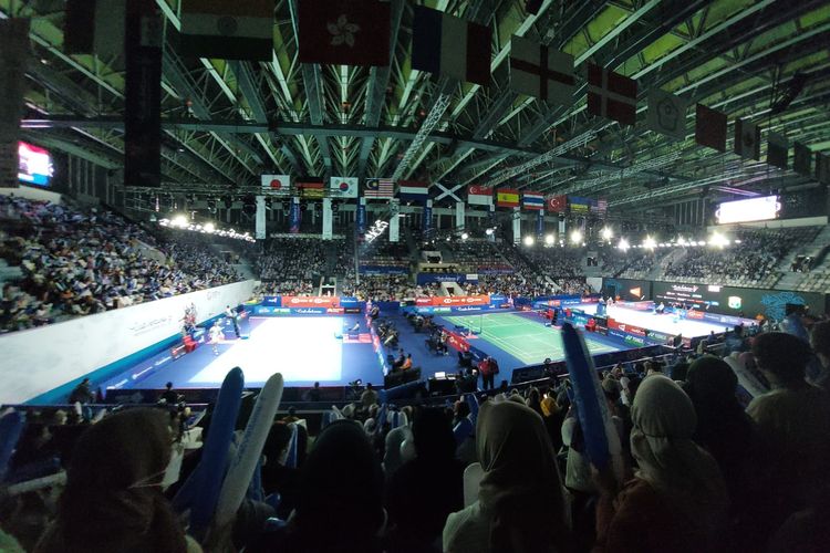 Suasana Istora Senayan pada hari pertama Indonesia Open 2022, Selasa (14/6/2022).