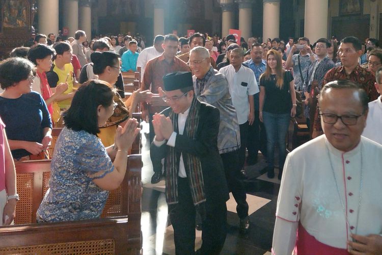 Kepala Unit UKP PIP Yudi Latif saat hadir di Gereja Katedral Jakarta, Minggu (24/12/2017)