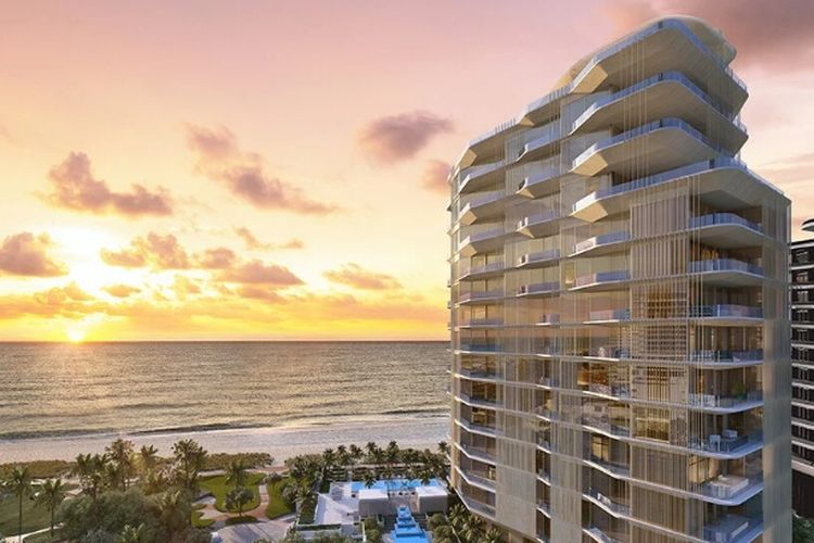 Tampilan Aman Miami Beach Residences yang dirancang oleh Kengo Kuma