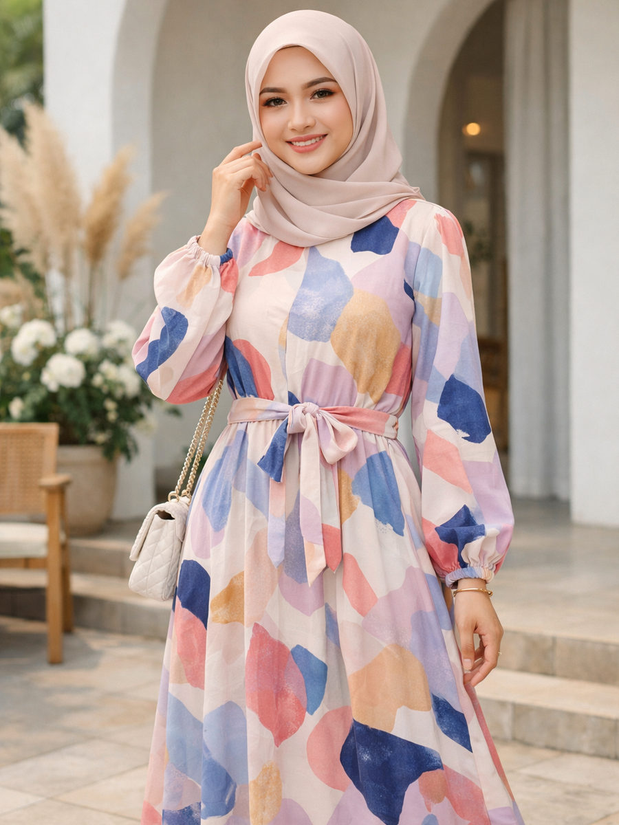 Dress Abstrak untuk Kesan Awet Muda