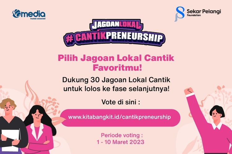 Voting Jagoan Lokal #Cantikpreneurship dibuka untuk memilih UMKM Cantik terbaik. 