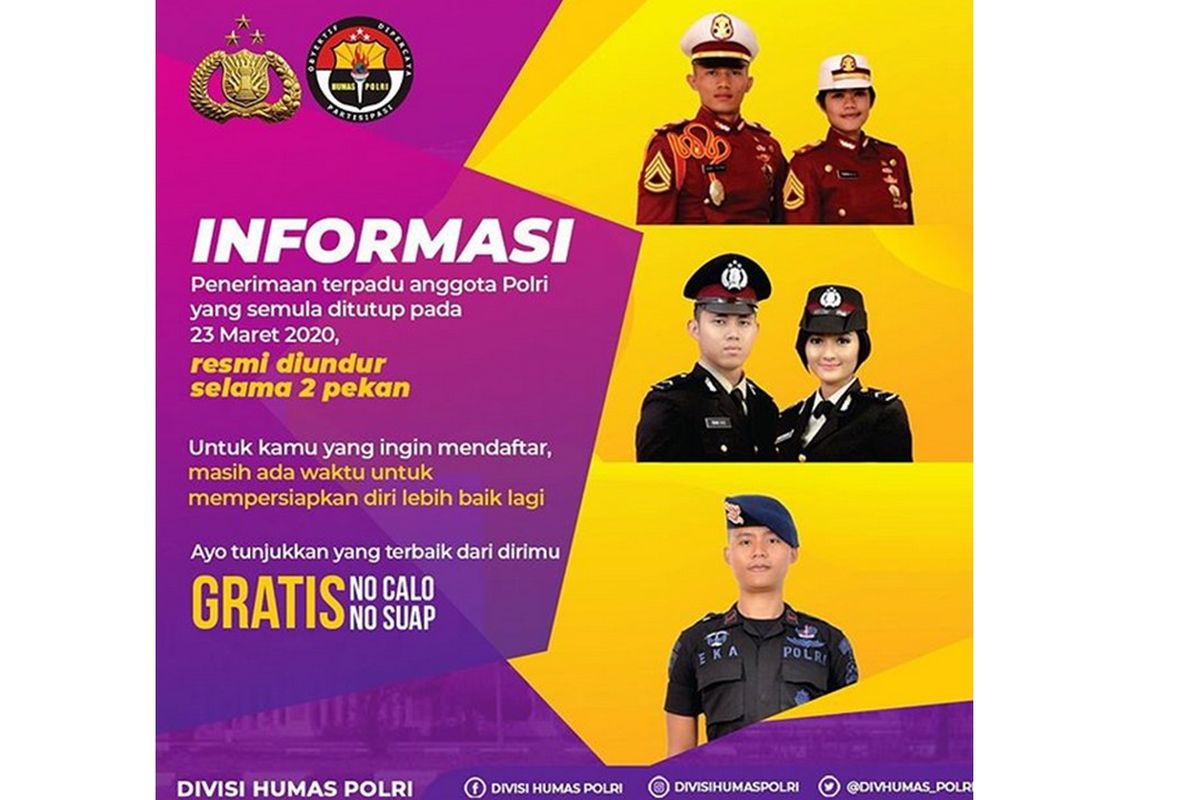 Penerimaan Polri 2020 diundur.