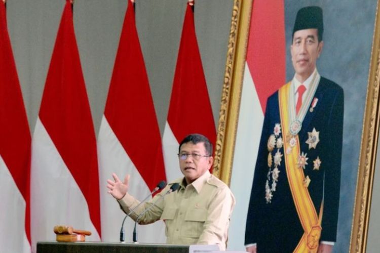 Wakil Menteri Pertahanan (Wamenhan) Muhammad Herindra saat membuka Rapat Pimpinan Kementerian Pertahanan Tahun 2022 di Gedung Kemenhan, Jakarta, Rabu (19/1/2022).