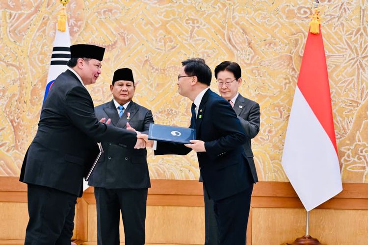 Pertukaran MoU antara Pemerintah Indonesia dan Republik Korea di Istana Kepresidenan Republik Korea, Cheong Wa Dae (Blue House), Seoul, Korea Selatan, Rabu (1/4/2026).