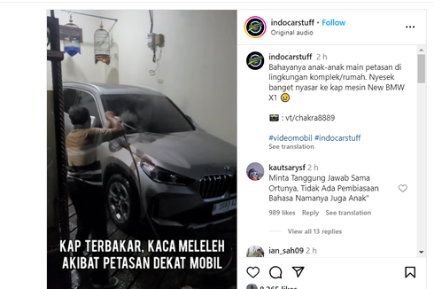 Viral, Mobil BMW X1 Terbakar karena Petasan