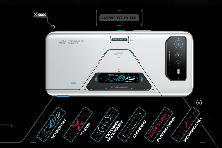 Ilustrasi bagian punggung ROG Phone 6 dan ROG Phone 6 Pro.