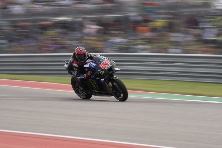 Fabio Quartararo saat balapan pada MotoGP Amerika 2021.   Mirco Lazzari gp/Getty Images/AFP (Photo by Mirco Lazzari gp / GETTY IMAGES NORTH AMERICA / Getty Images via AFP)