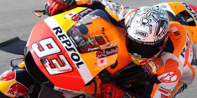 Marc Marquez saat berlaga di Sirkuit Aragon.