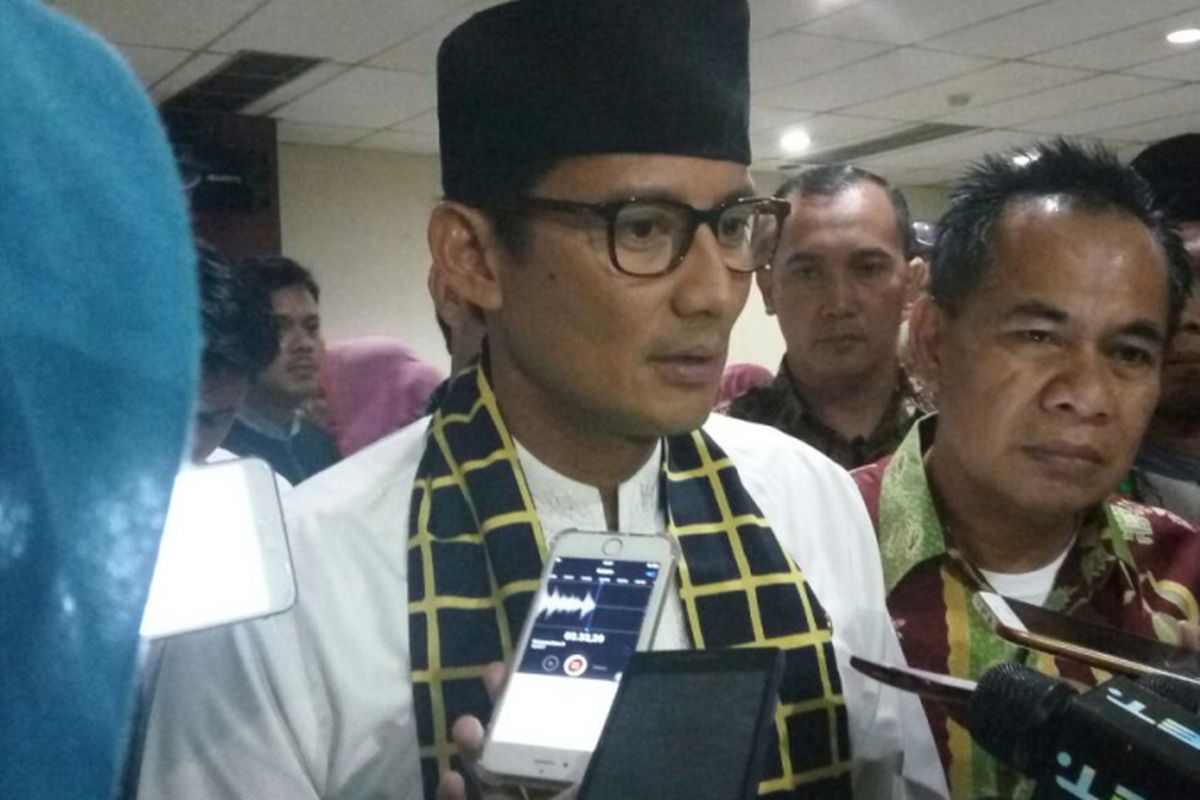 Wakil Gubernur DKI Jakarta Sandiaga Uno di Kantor Dinas Pendidikan DKI Jakarta, Kamis (19/10/2017).