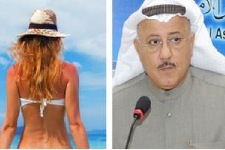 Anggota parlemen Kuwait, Nabil al-Fadl (kanan) yang menentang rencana larangan mengenakan bikini di kolam renang dan pantai.