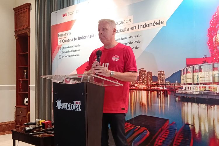 Duta Besar Kanada untuk Indonesia, Jess Dutton saat Media Gathering Piala Dunia 2026 di Jakarta Selatan, Rabu (10/6/2026).