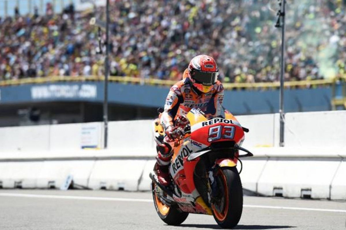 Marc Marquez juara di GP Belanda, Assen, Minggu (1/7/2018)