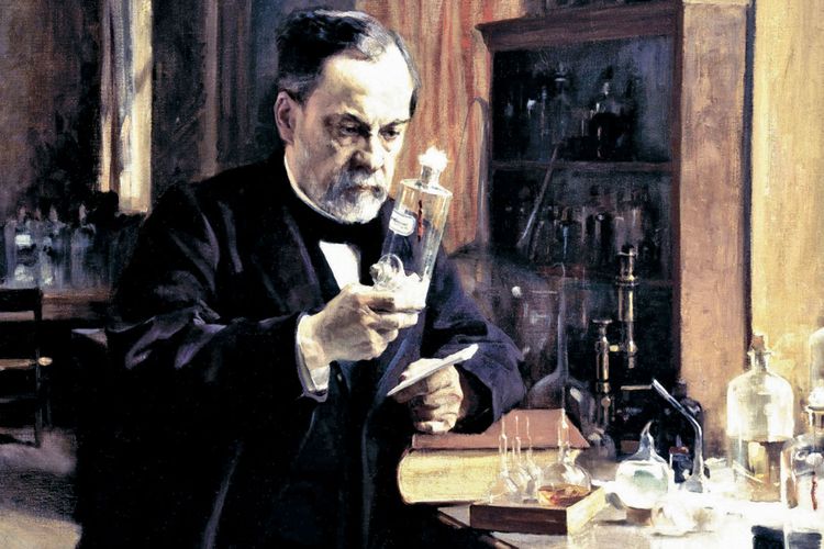 Louis Pasteur di laboratoriumnya. Lukisan oleh Albert Edelfelt, 1885.