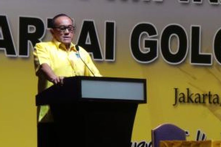 Ketua Umum DPP Partai Golkar Aburizal Bakrie dalam Rapimnas VI Partai Golkar, di JCC, Senayan, Jakarta, Minggu (18/5/2014).