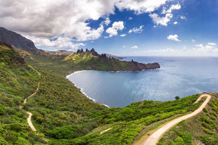 Pulau Nuku Hiva di Kepulauan Marquesans, Polinesia Perancis