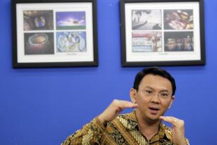 Wakil Gubernur DKI Jakarta Basuki Tjahaja Purnama saat berkunjung ke kantor Redaksi Kompas.com di Palmerah, Jakarta Barat, Rabu (15/1/2014).