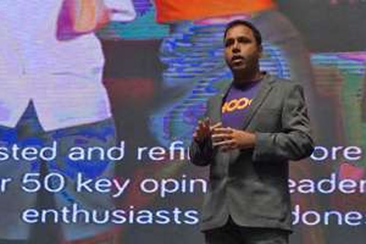 Ravi Vora, Chief Marketing Officer Hooq di acara peluncuran layanan Hooq di Indonesia, Kamis (14/4/2016).