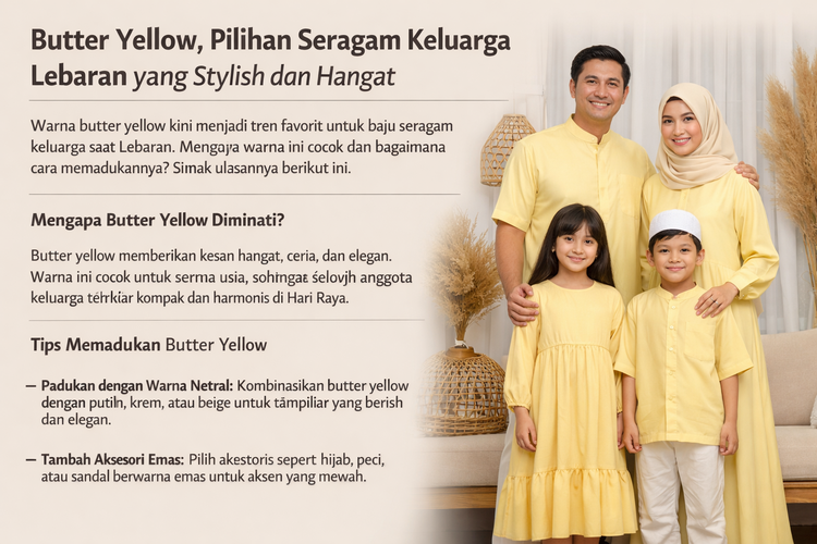 Warna butter yellow jadi ide warna seragam lebaran keluarga (AI)
