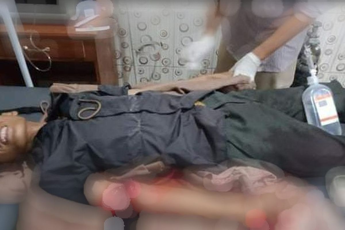 Kondisi Nofianto usai disabet celurot oleh begal di Lumajang, Kamis (7/3/2024).