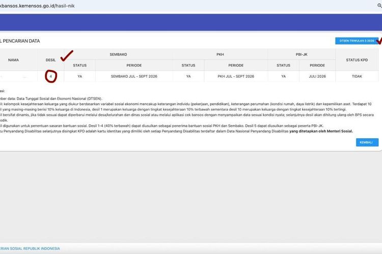 Cara Cek Desil Bansos 2026 Lewat HP, Cukup Masukkan NIK KTP