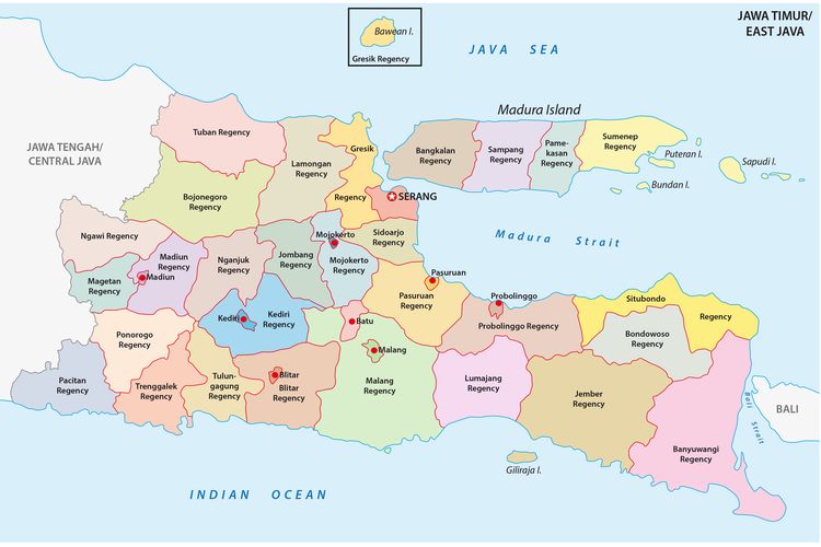 Peta kota di Jawa Timur