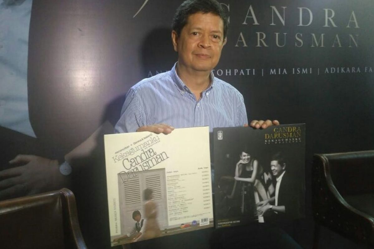 Musisi jazz senior Candra Darusman saat merilis singel Pengungkapan Hatimu dan album remastered Kekagumanku di kawasan Gandaria, Kebayoran Baru, Jakarta Selatan, Kamis (29/11/2018).