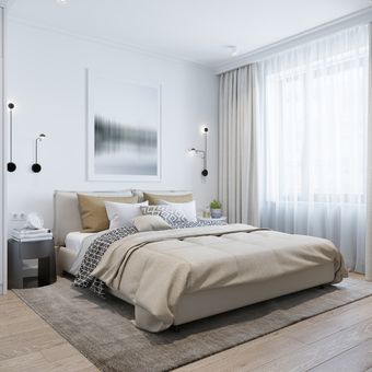 Ilustrasi kamar tidur bergaya Scandinavia modern