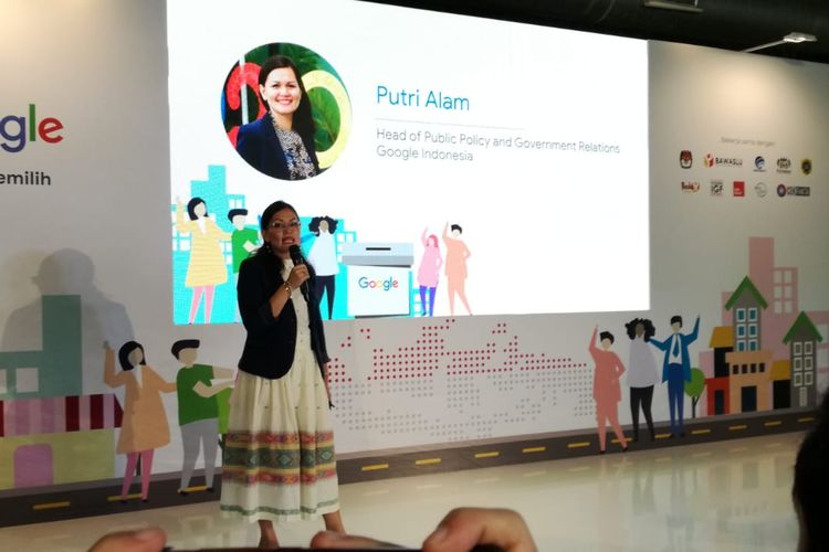 Head of Public Policy and Government Relations Google Indonesia, Putri Alam dalam Media Briefing Jelang Pemilu, di Kaum Jakarta, Rabu (27/3/2019).