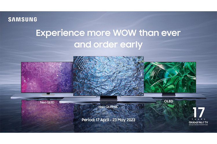 Samsung meluncurkan tiga TV kelas premium terbarunya, yakni Samsung Neo QLED 8K, Neo OLED 4K, dan Samsung OLED pada Senin (17/4/2023)