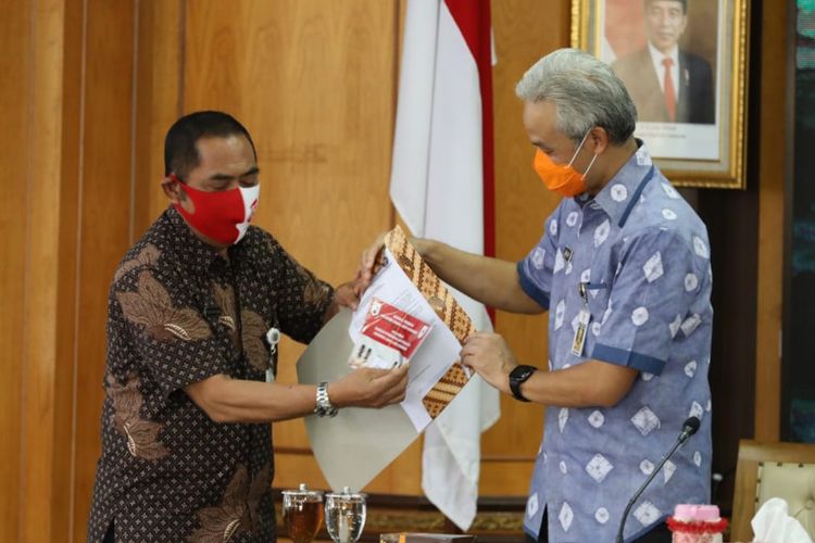 Gubernur Ganjar Pranowo menerima Walikota Surakarta, Sekda beserta Kepala OPD yang melakukan konsultasi pengelolaan aset, Rabu (19/8/2020).