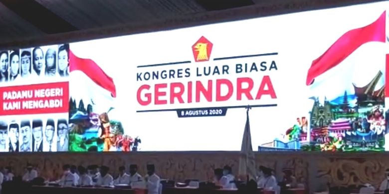 Kongres Luar Biasa Partai Gerindra pada Sabtu (8/8/2020) menetapkan Prabowo Subianto untuk kembali menjadi ketua umum.