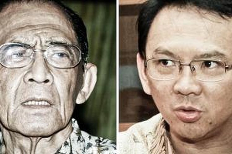 Mantan Gubernur Jakarta Ali Sadikin (kiri) dan Wakil Gubernur DKI Jakarta Basuki Tjahaja Purnama (kanan).