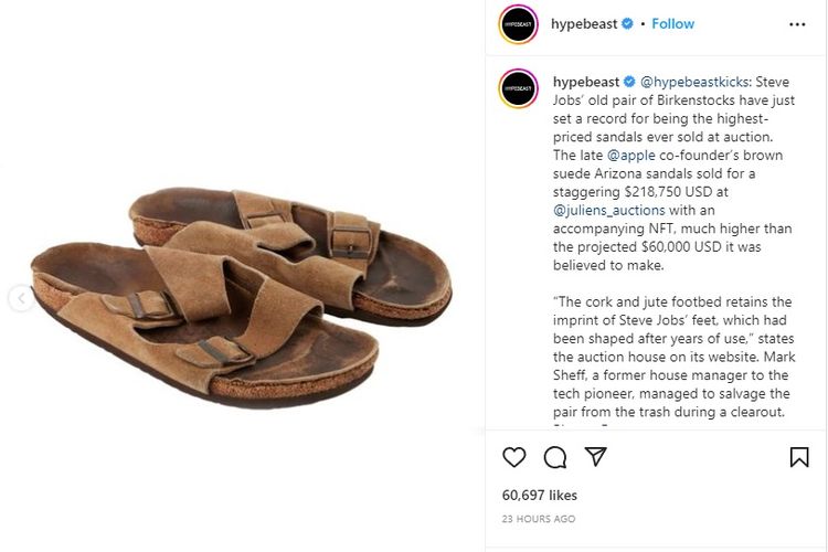 Sandal Steve Jobs dilelang