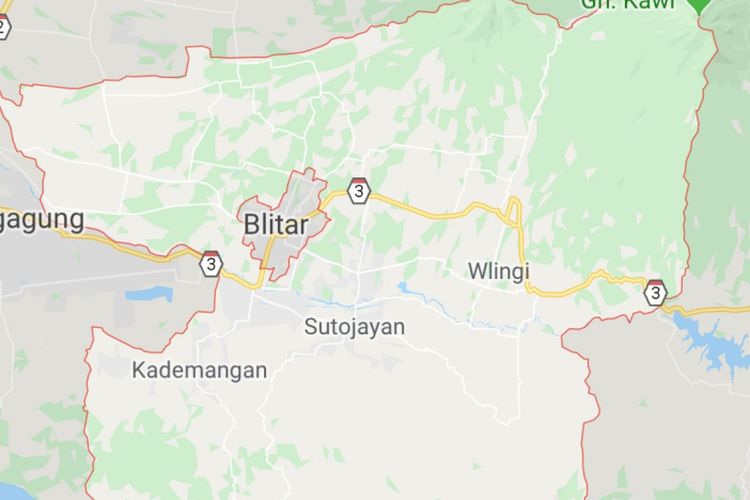 Tangkapan layar peta wilayah Kabupaten Blitar