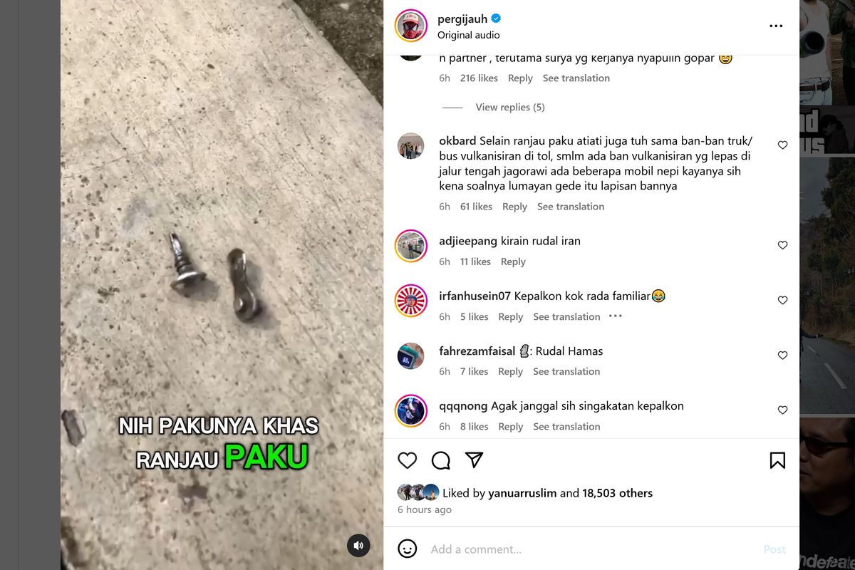 Penyiar radio sekaligus influencer, Gofar Hilman bercerita bahwa ban mobilnya kempis saat dikendarai di jalan tol. 