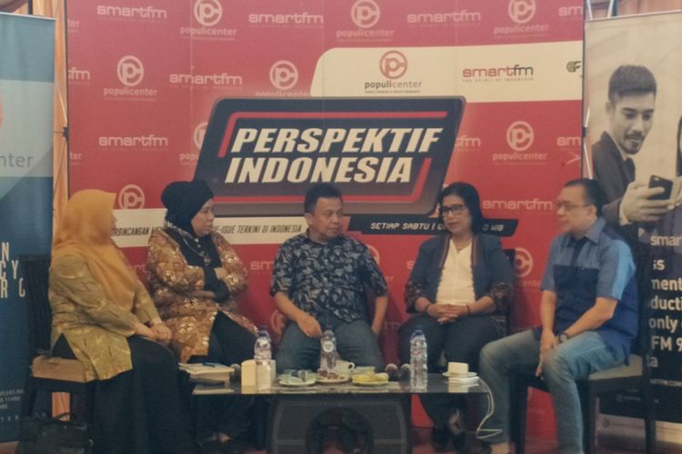 Diskusi Populi Center dan Smart FM Network di kawasan Menteng, Jakarta Pusat, Sabtu (14/7/2018).