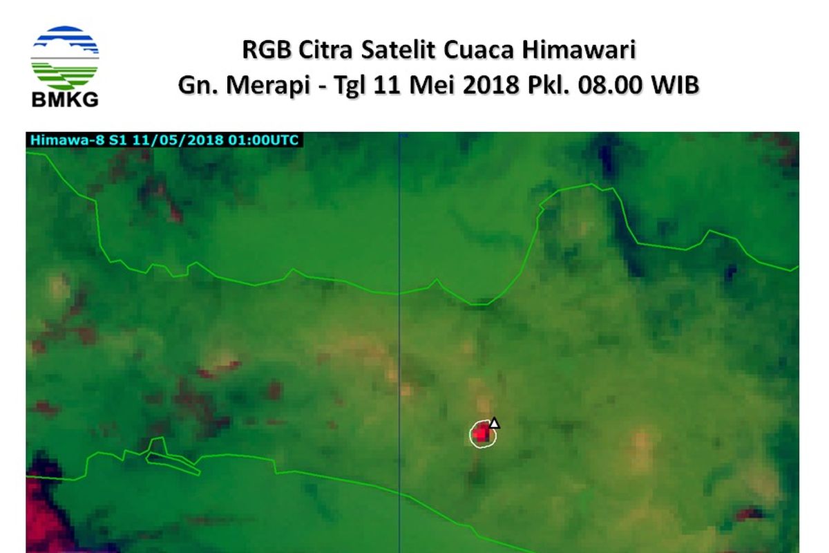 Citra satelit Gunung Merapi, Jumat (11/05/2018)