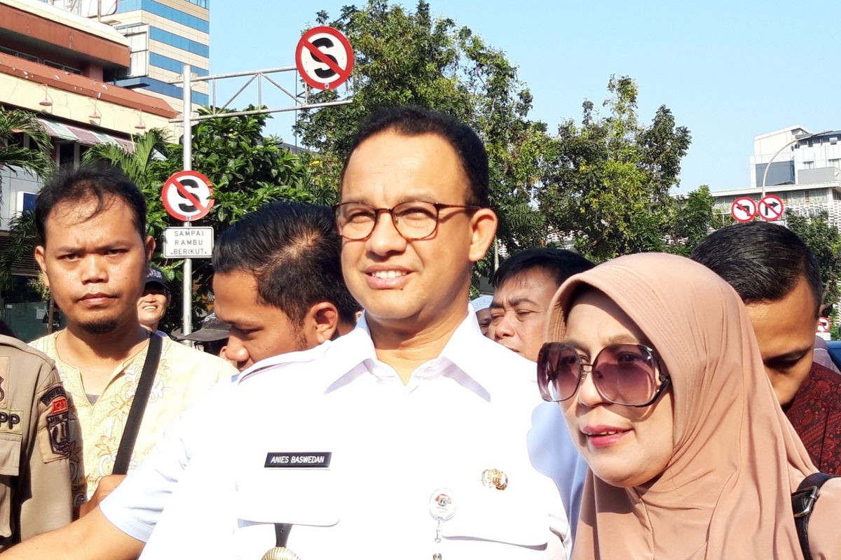 Gubernur DKI Jakarta Anies Baswedan di Jalan MH Thamrin, Jakarta Pusat, Rabu (22/5/2019)