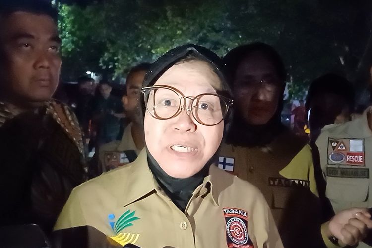 Menteri Sosial Tri Rismaharini saat ditemui usai perayaan HUT ke-20 Tagana di Aceh Utara, Selasa (28/5/2024) malam.