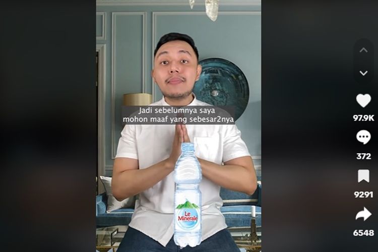 Kreator konten Gerald Vincent meminta maaf kepada Le Minerale terkait konten hoaks kandungan bromat