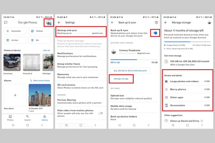 Cara menggunakan tools Manage Storage di layanan Google Photos