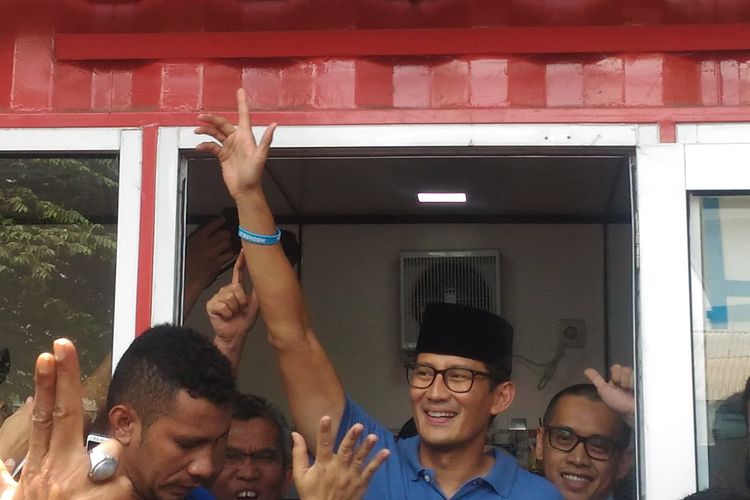 Calon wakil presiden nomor urut 02, Sandiaga Uno, di PIK, Jakarta Timur, Kamis (21/3/2019). 